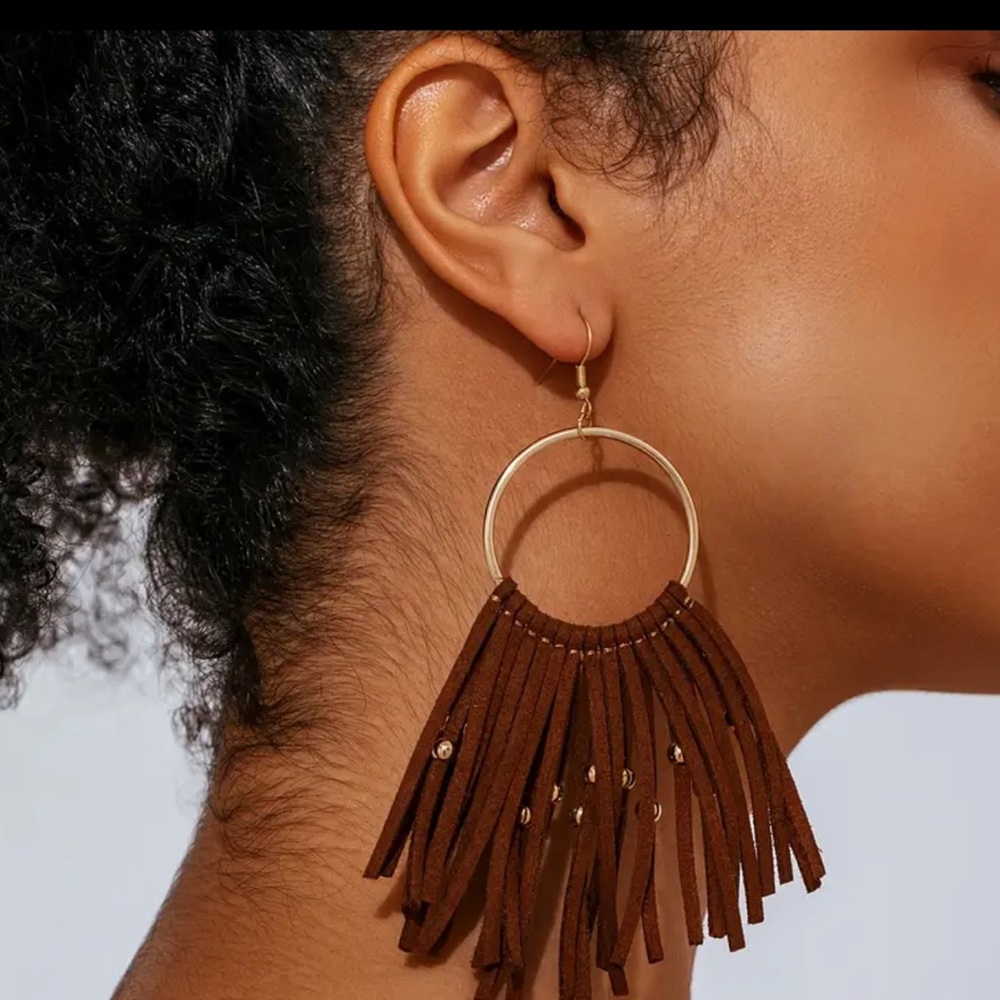 🔥🔥🆕Vintage Bohemian Brown Tassel Earrings - Picture 7 of 8